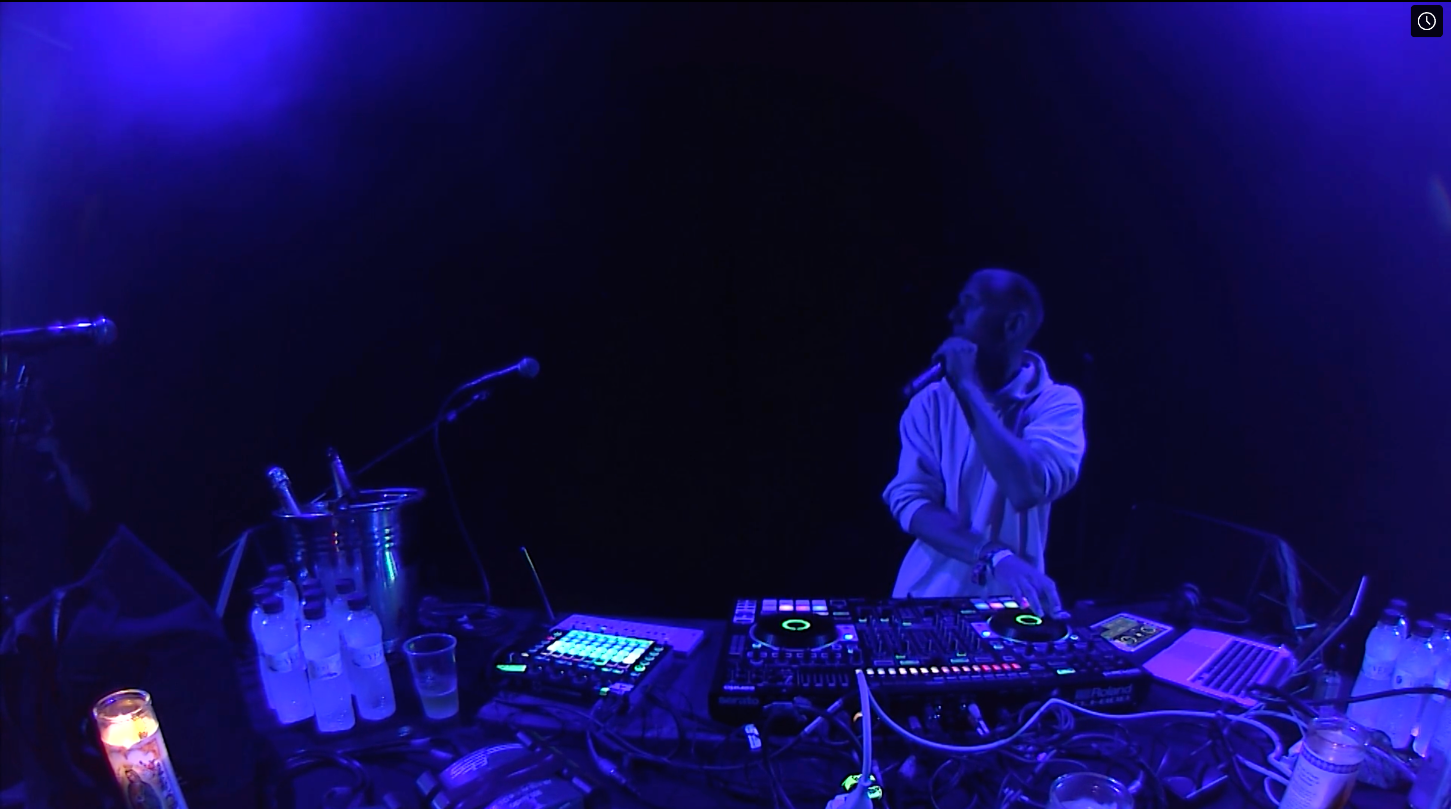 nick at the decks in blue